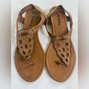 Ruby Tan Gem Flip Flops